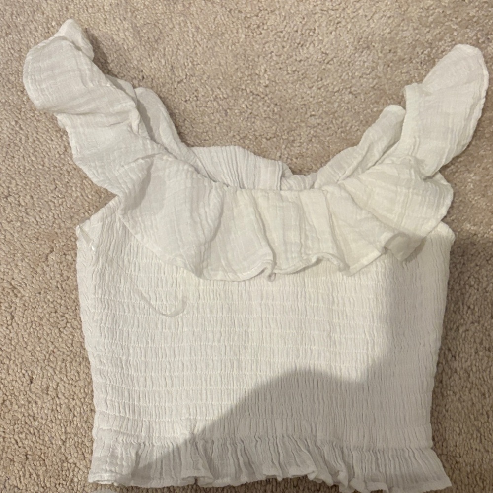 White Ruffled Women's Top